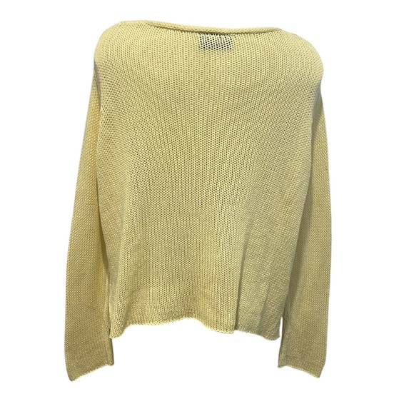 Wooden Ships yellow v neck beach day cotton blend sweater S/M - Picture 2 of 6
